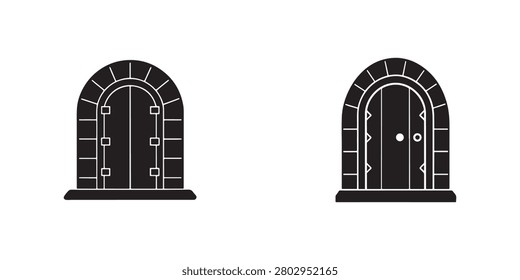 medievalstyle arched doors with stone frames and wooden textures old architecture elements door designs