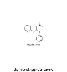 Medifoxamine Molecule Flat Skeletal Structure, SARI - Selective Serotonin Reuptake Inhibitor. Vector Illustration On White Background.