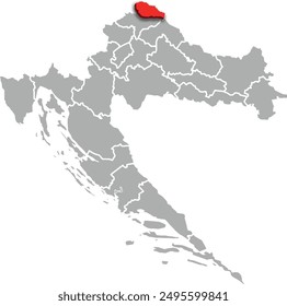 MEDIMURJE map county of CROATIA 3d isometric map