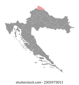 Medimurje сounty map, subdivisions of Croatia. Vector illustration.