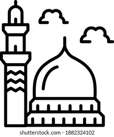 Medina city holy Concept, Minar Prophet Mosque Vector Icon Design, Arab culture and traditions Symbol on white background, Islamic and Muslim practices Sign,