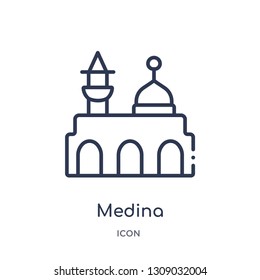 medina icon from religion outline collection. Thin line medina icon isolated on white background.