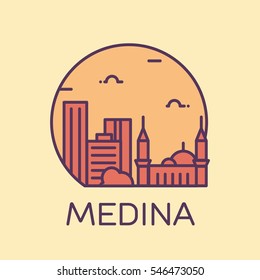 Medina skyline detailed silhouette. Trendy vector illustration, linear style.