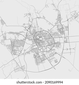 Medina-Vektorkarte. Detaillierte Karte der Stadtverwaltung von Medina. Stadtlandpanorama. Lizenzfreie Vektorgrafik. Übersicht mit Autobahnen, Straßen, Flüssen. Tourist dekorative Straßenkarte.