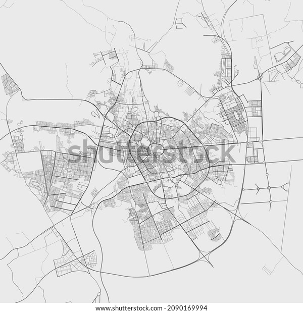 Medina vector map. Detailed map of Medina city\
administrative area. Cityscape panorama. Royalty free vector\
illustration. Outline map with highways, streets, rivers. Tourist\
decorative street map.