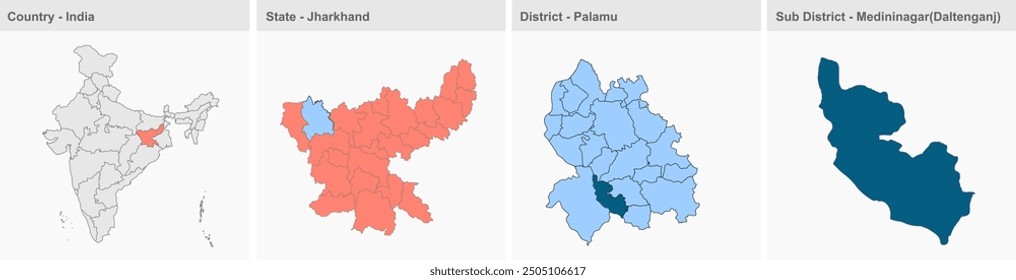 Medininagar map, Palamu District, Jharkhand state, Republic of India, Government of Jharkhand, Indian territory, Eastern India, politics, village, tourism