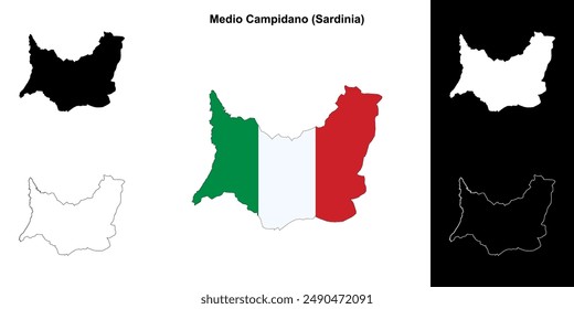 Medio Campidano province outline map set