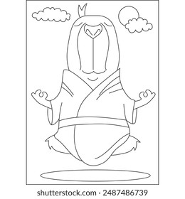 meditate capybara chilling coloring book page for kids or grown adults coloring book mindful relaxation activity