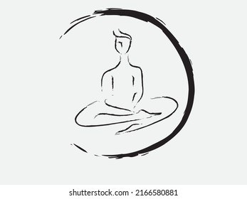 Meditate Drawing Zen Style Lines Stock Vector (Royalty Free) 2166580881 ...