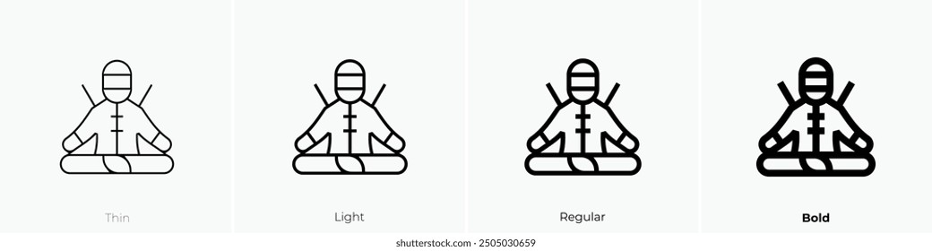 Meditationssymbol. Dünnes, helles Design im regulären und kühlen Stil, einzeln auf weißem Hintergrund