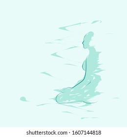 Meditate, Line Art Abstract Vector