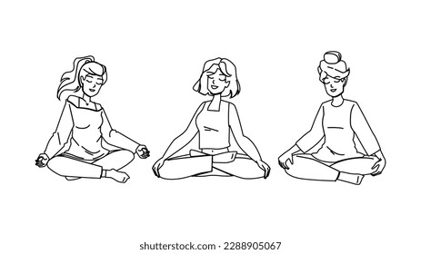 meditate woman vector. yoga healthy, health lifestyle, relaxation girl, person lotus, pose female, fitness meditate woman character. people Illustration