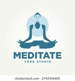  meditate yoga studio logo vector illustration design. yoga ,zen, spa and meditation logo concept