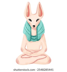 Meditação de Anubis em Aquarela de Tranquilidade