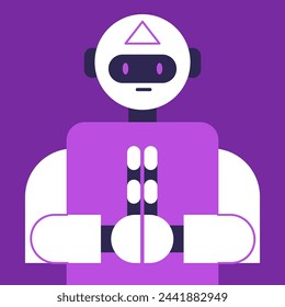 Meditating Artificial Intelligence. Spiritual robot. Zen and harmony concept. Flat vector illustration.