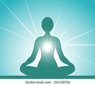 Meditating blue silhouette