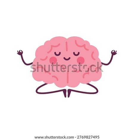 Meditating Brain Calm Kawaii Icon