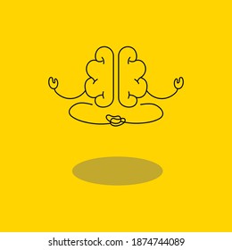 Meditating brain icon, symbol of balance and harmony. Logo therapy. Vector illustration