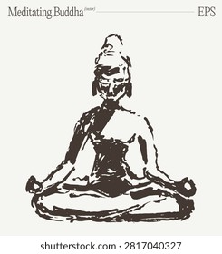 Meditating Buddha Figure Hand Drawn Sketch
