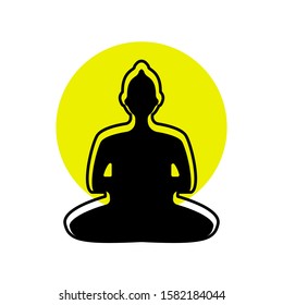 Meditating buddha icon vector in trendy design