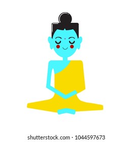 Meditating buddha. Original high quality isolated in white vector object.