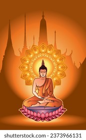 The Meditating Buddha (Pang Samti)
The Thursday Buddha image is sitting in lotus with soles upward and visible, the hands resting in the lap, right above left with all fingers extended palms upward.