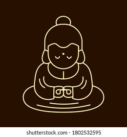 Meditating Buddha religious sacred symbol logo icon. Vector modern flat line style icon design