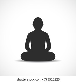 Meditating buddhist profile vector icon illustration isolated on white background