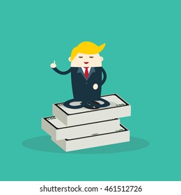 Meditating Businessman. Business Concept Cartoon Illustration