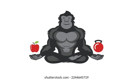 Meditating Gorilla Vector Design illustration