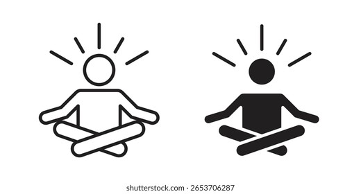 Meditating icon design element. Editable stroke. Vector