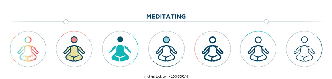 meditating icon designed in gradient, filled, two color, thin line and outline style. vector illustration of meditating vector icons. can be used for mobile, ui, web
