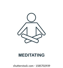 Meditating icon from hobbies collection. Simple line element Meditating symbol for templates, web design and infographics