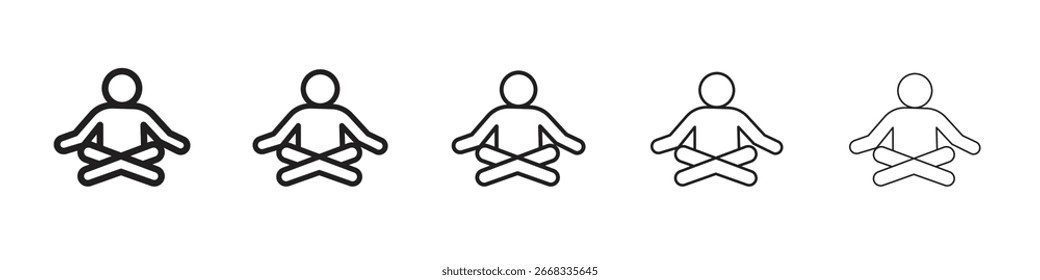 Meditando coleção de vetor de arte de linha de ícone em fundo branco
