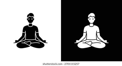 Vector de silueta de ícono meditativo en colores negros. estilo de diseño de logotipo de símbolo plano