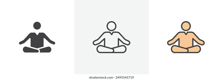 Meditating icon symbol collection on white background.