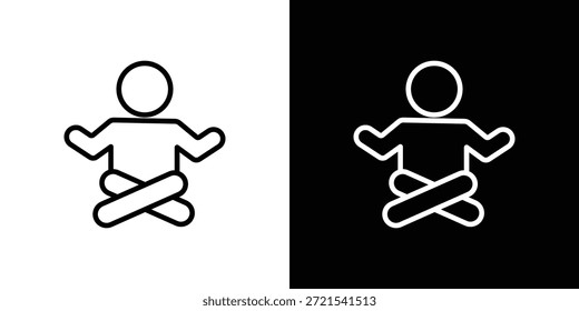 Icono de meditación en estilo lineal delgado de trazo de moda.