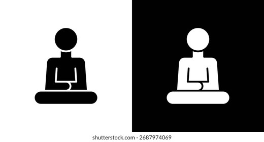 Icono de meditación, gráficos de Vector en estilo relleno