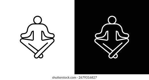Meditating icon vector symbols pack in black and white lines