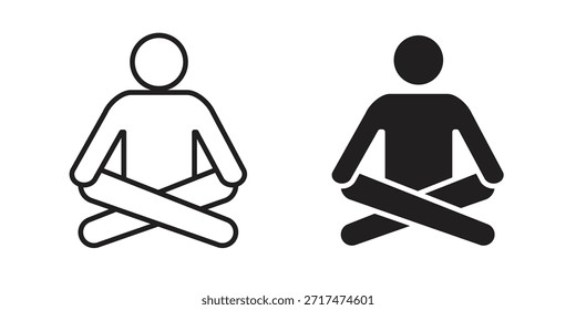 Iconos de meditación. Píxel perfecto. Icono de contorno de Vector. Concepto de logotipo plano.