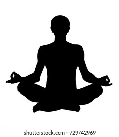 meditating lotus realistic man pose vector silhouette