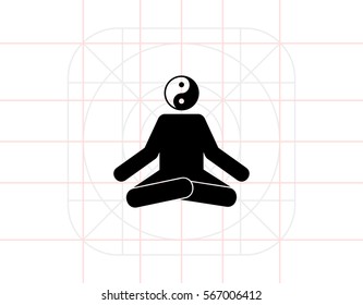 Meditating Man in Lotus Position Icon