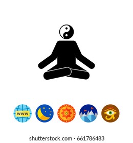 Meditating Man in Lotus Position Icon
