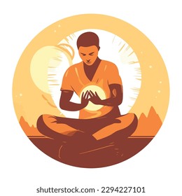 Meditating men in lotus position find harmony isolated