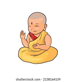 meditating monk design over white
