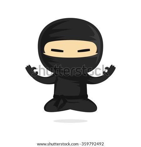 Meditating Ninja Floating Vector Illlustration