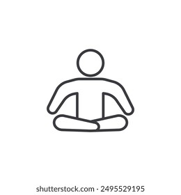 Meditating outlined icon isolated on white background