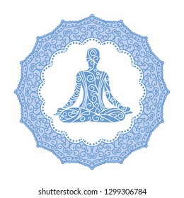 meditating person inside mandala