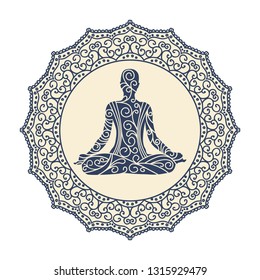 meditating person inside mandala