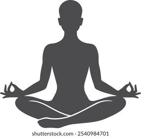 Meditating Person Silhouette Illustration with a white background